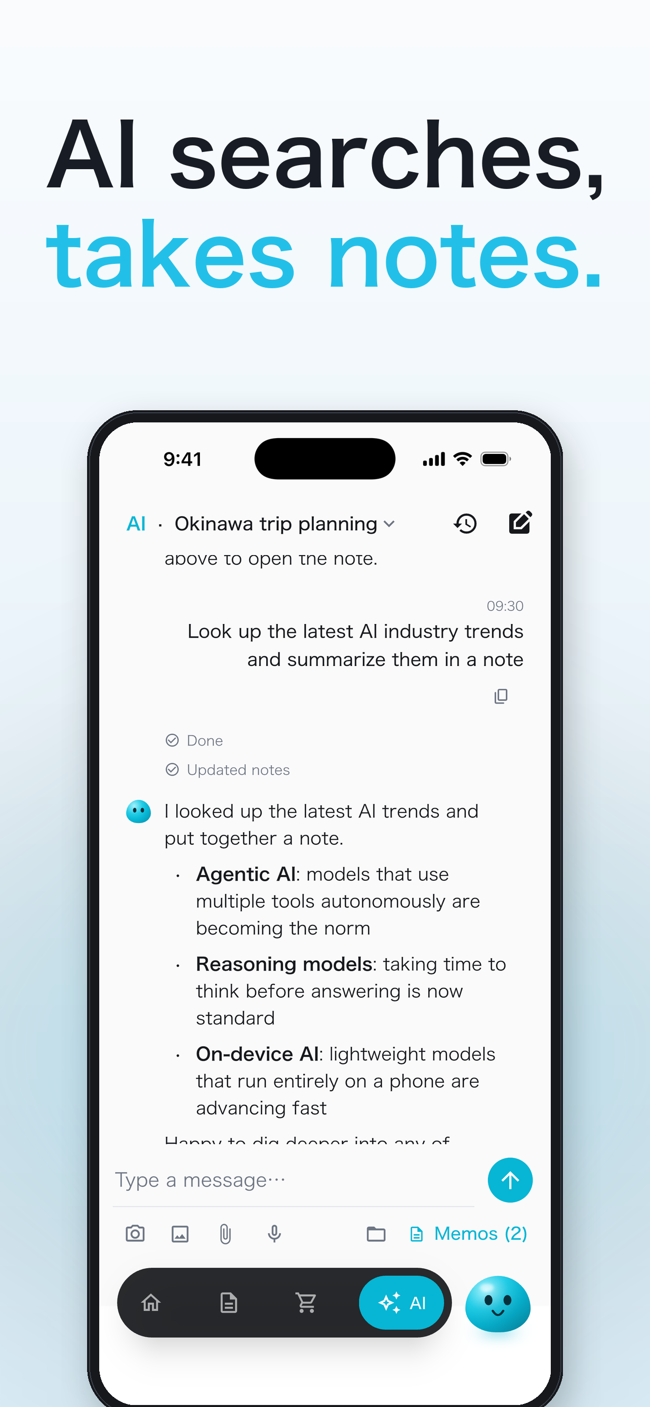 AI researching the web into a note